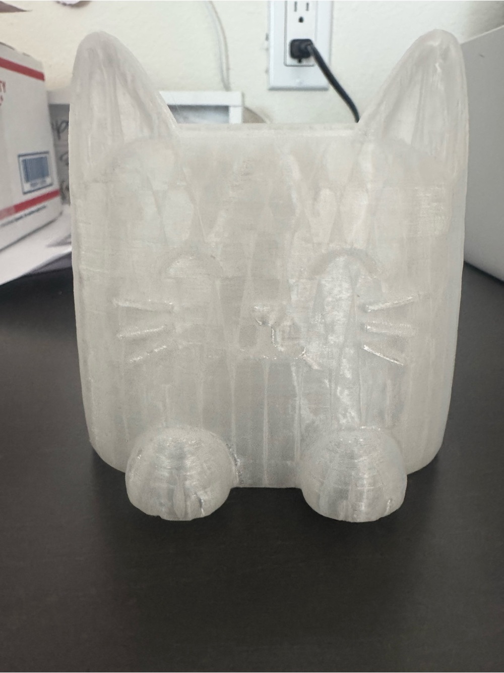 Selenite Cat Figurine Decorative Votive Holder - White